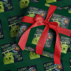 Funny Alien Dog Meme Wrapping Paper Roll Glorp Zep Sci-Fi Humor Chihuahua TS10 Green Print Your Wear