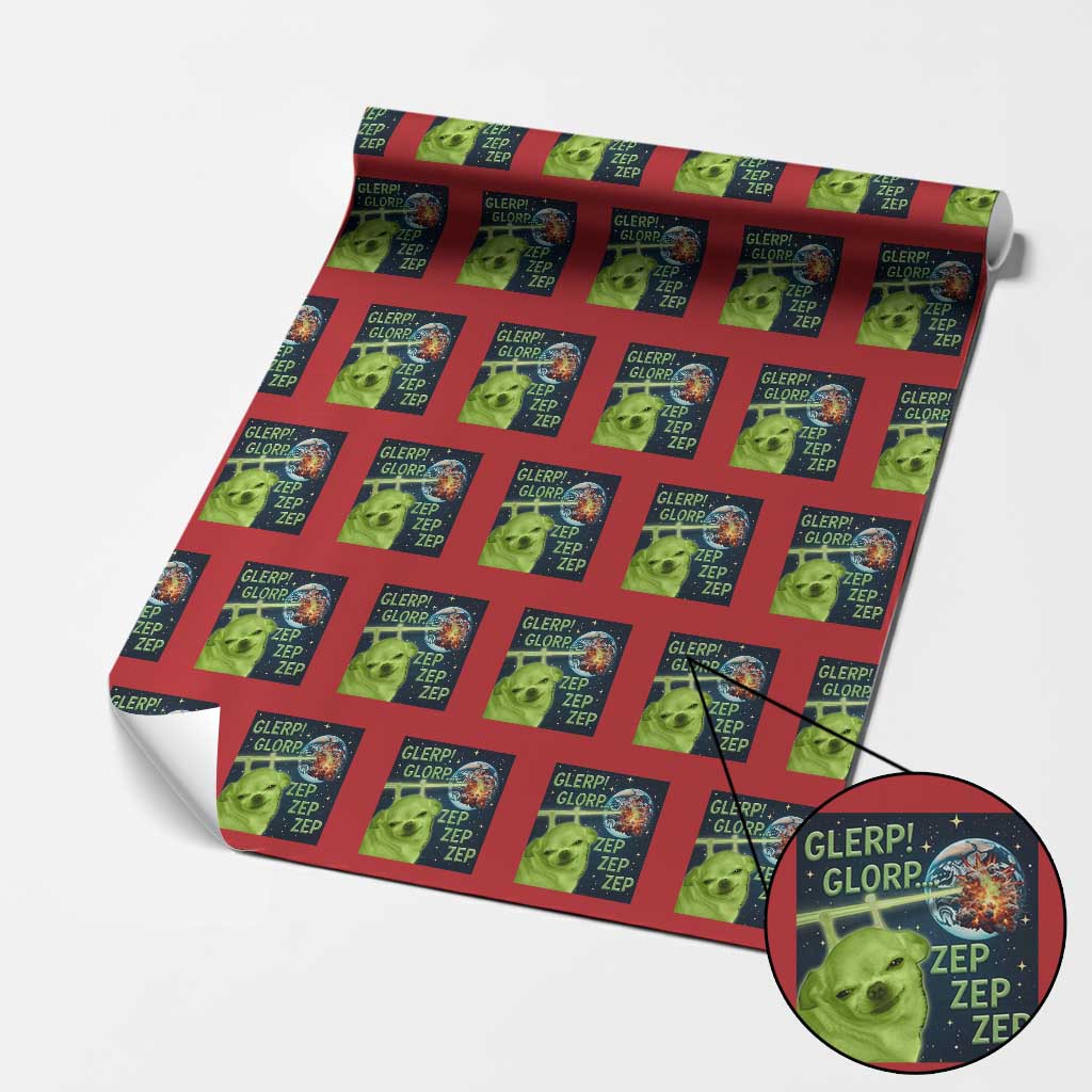 Funny Alien Dog Meme Wrapping Paper Roll Glorp Zep Sci-Fi Humor Chihuahua TS10 Red Print Your Wear