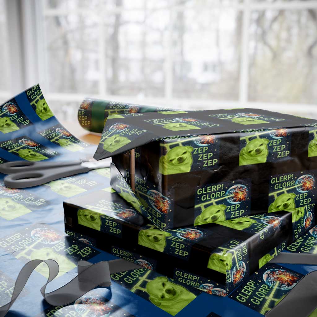 Funny Alien Dog Meme Wrapping Paper Roll Glorp Zep Sci-Fi Humor Chihuahua TS10 Black Print Your Wear