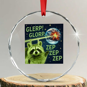 Funny Alien Raccoon Meme Crystal Glass Ornament Glerp Glorp Brainrot Stupid Gift TS10 Transparent Glass 3'' Circle Print Your Wear