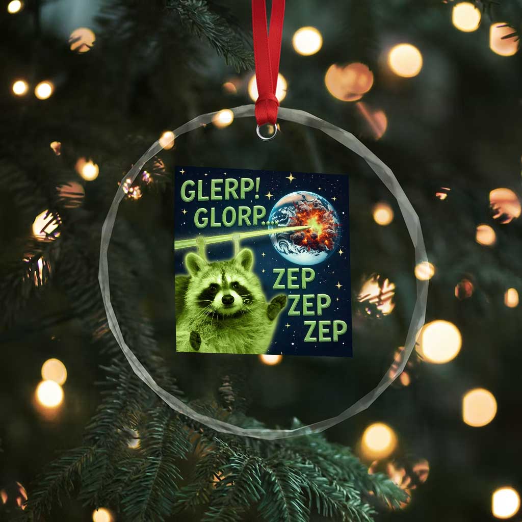 Funny Alien Raccoon Meme Crystal Glass Ornament Glerp Glorp Brainrot Stupid Gift TS10 Print Your Wear
