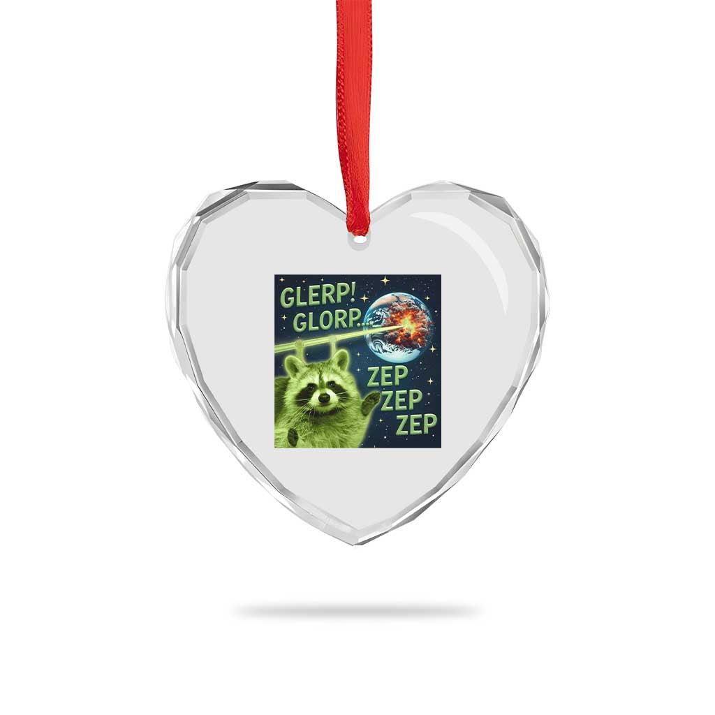 Funny Alien Raccoon Meme Heart Crystal Glass Ornament Glerp Glorp Brainrot Stupid Gift TS10 Print Your Wear
