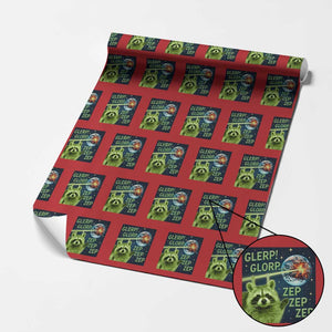 Funny Alien Raccoon Meme Wrapping Paper Roll Glerp Glorp Brainrot Stupid Gift TS10 Red Print Your Wear