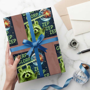Funny Alien Raccoon Meme Wrapping Paper Roll Glerp Glorp Brainrot Stupid Gift TS10 Mocha Print Your Wear