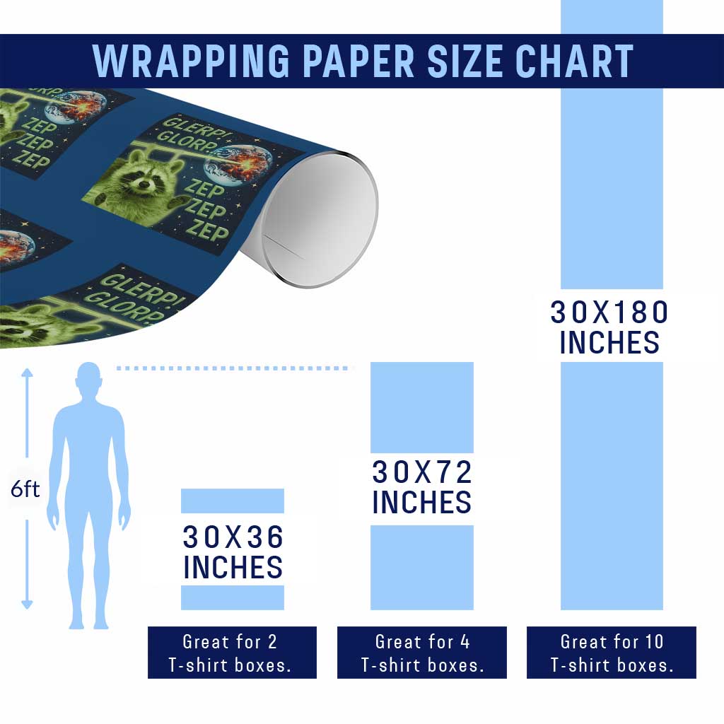 Funny Alien Raccoon Meme Wrapping Paper Roll Glerp Glorp Brainrot Stupid Gift TS10 Print Your Wear