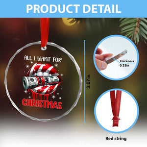 Funny All I Want For Xmas Is Money Crystal Glass Ornament Candy Cane Lips TS11 Print Your Wear