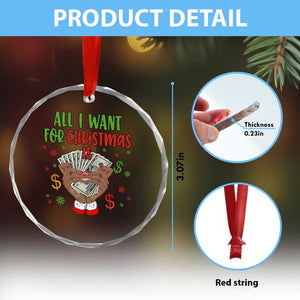 Funny All I Want For Xmas Is Money Crystal Glass Ornament Xmas Melanin Black African American Hands TS11 Print Your Wear