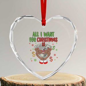 Funny All I Want For Xmas Is Money Heart Crystal Glass Ornament Xmas Melanin Black African American Hands TS11 Transparent Glass 3'' Heart Print Your Wear