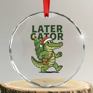 Funny Alligator Christmas Crystal Glass Ornament Lator Gator TS14 Transparent Glass 3'' Circle Print Your Wear