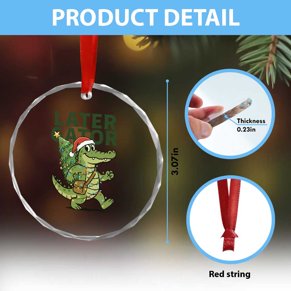 Funny Alligator Christmas Crystal Glass Ornament Lator Gator TS14 Print Your Wear