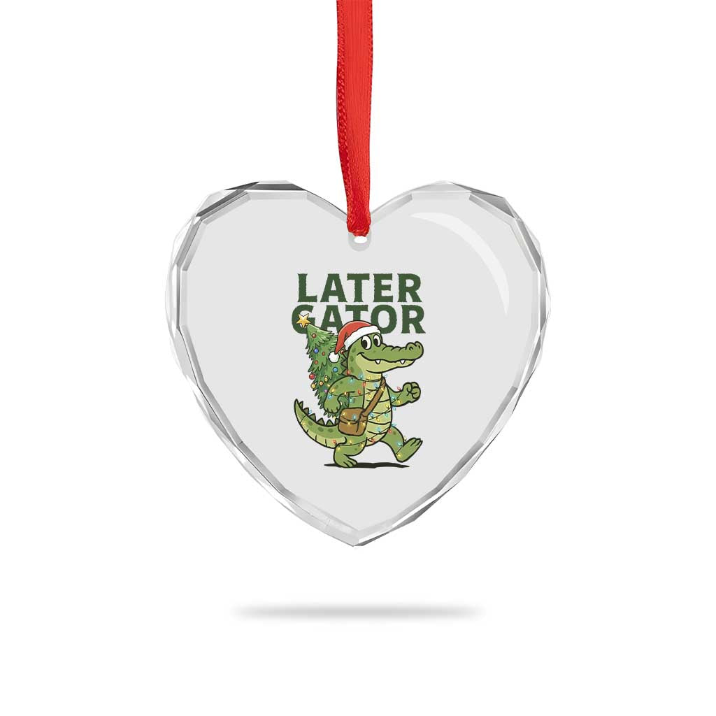 Funny Alligator Christmas Heart Crystal Glass Ornament Lator Gator TS14 Print Your Wear
