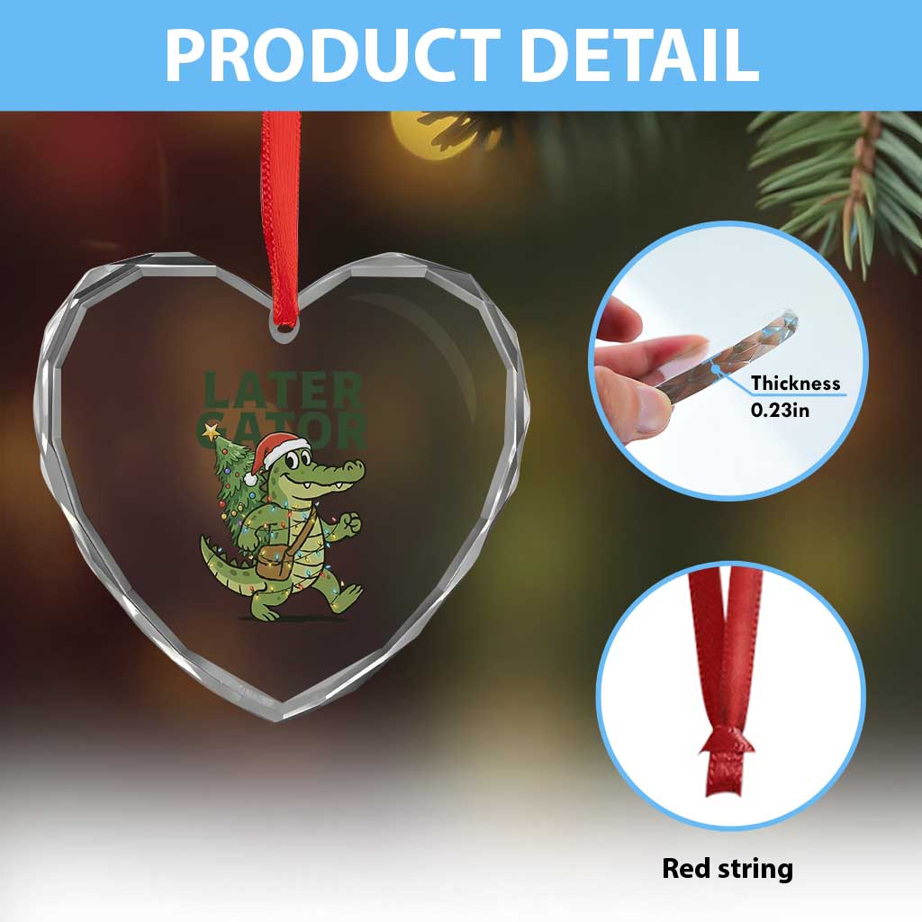 Funny Alligator Christmas Heart Crystal Glass Ornament Lator Gator TS14 Print Your Wear