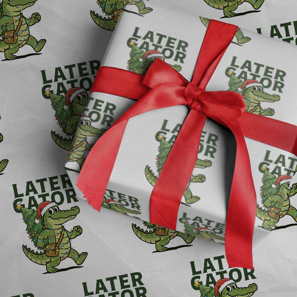 Funny Alligator Christmas Wrapping Paper Roll Lator Gator TS14 White Print Your Wear