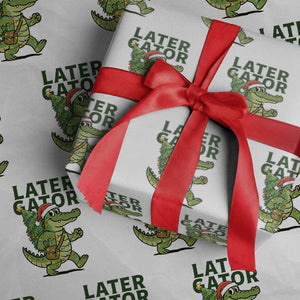 Funny Alligator Christmas Wrapping Paper Roll Lator Gator TS14 White Print Your Wear