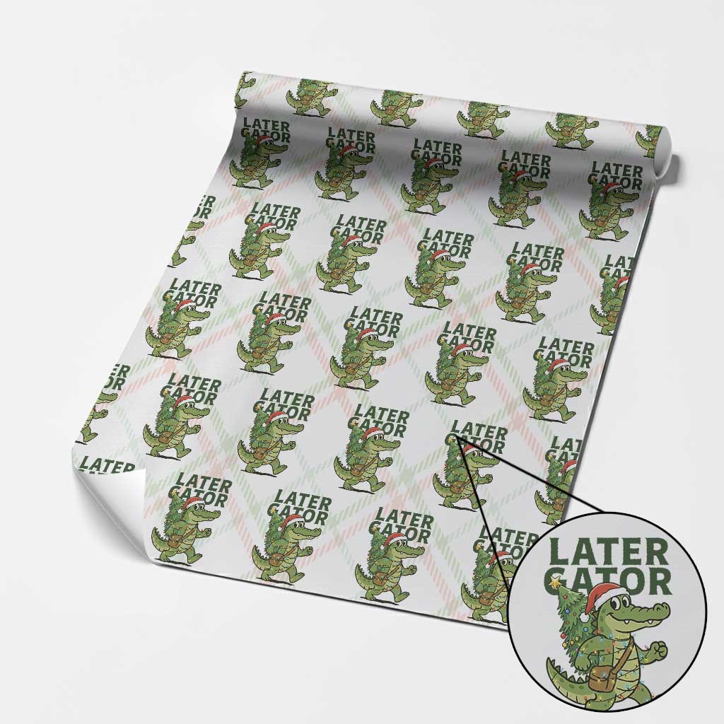 Funny Alligator Christmas Wrapping Paper Roll Lator Gator TS14 Christmas Plaid Print Your Wear