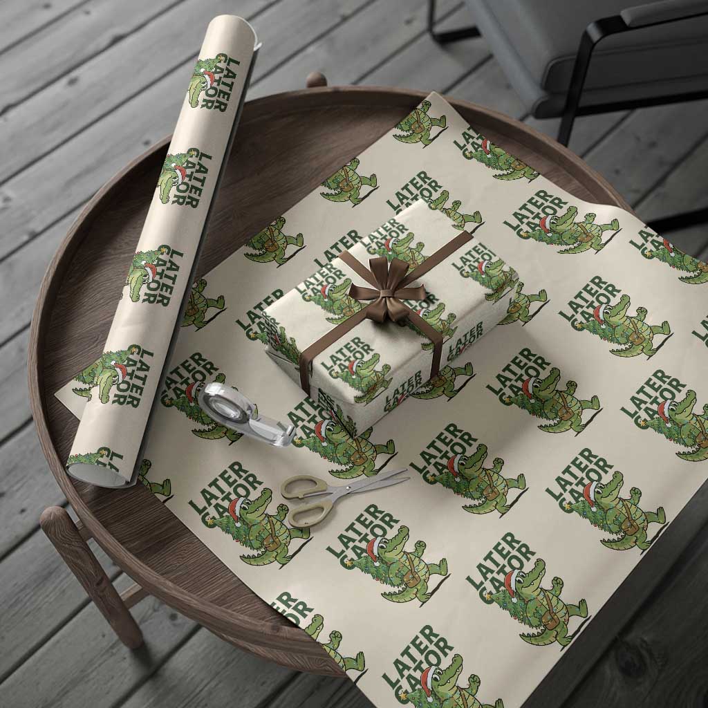 Funny Alligator Christmas Wrapping Paper Roll Lator Gator TS14 Beige Print Your Wear