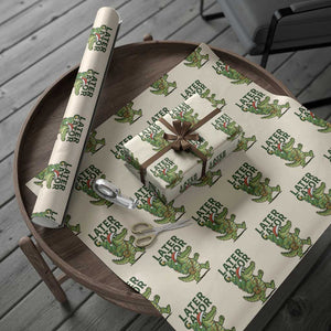 Funny Alligator Christmas Wrapping Paper Roll Lator Gator TS14 Beige Print Your Wear