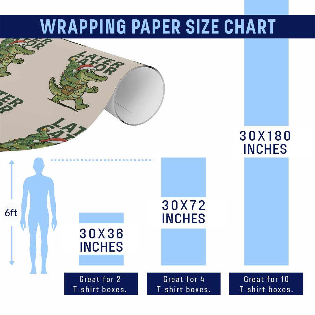 Funny Alligator Christmas Wrapping Paper Roll Lator Gator TS14 Print Your Wear