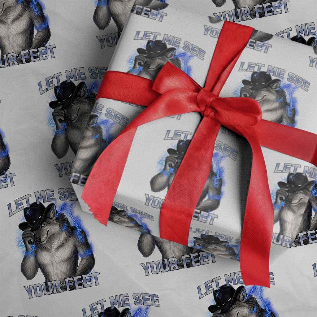 Funny Alpha Wolf Ironic Meme Wrapping Paper Roll Let Me See Your Feet TS12 White Print Your Wear