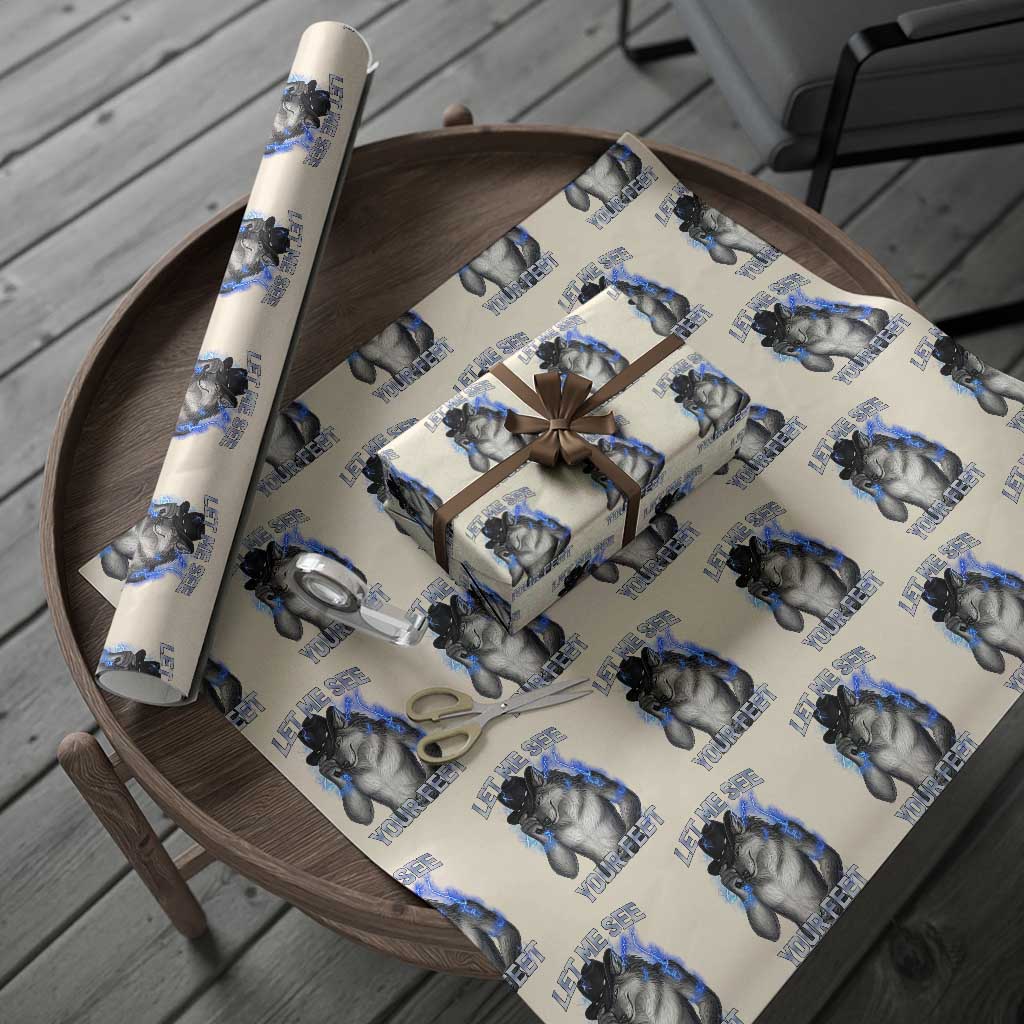 Funny Alpha Wolf Ironic Meme Wrapping Paper Roll Let Me See Your Feet TS12 Beige Print Your Wear