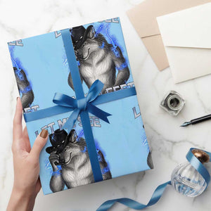Funny Alpha Wolf Ironic Meme Wrapping Paper Roll Let Me See Your Feet TS12 Light Blue Print Your Wear