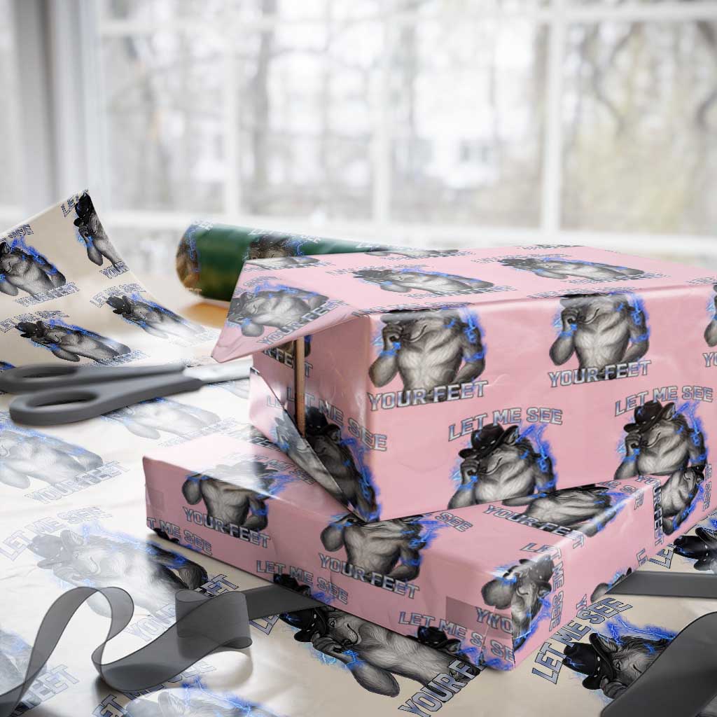 Funny Alpha Wolf Ironic Meme Wrapping Paper Roll Let Me See Your Feet TS12 Light Pink Print Your Wear
