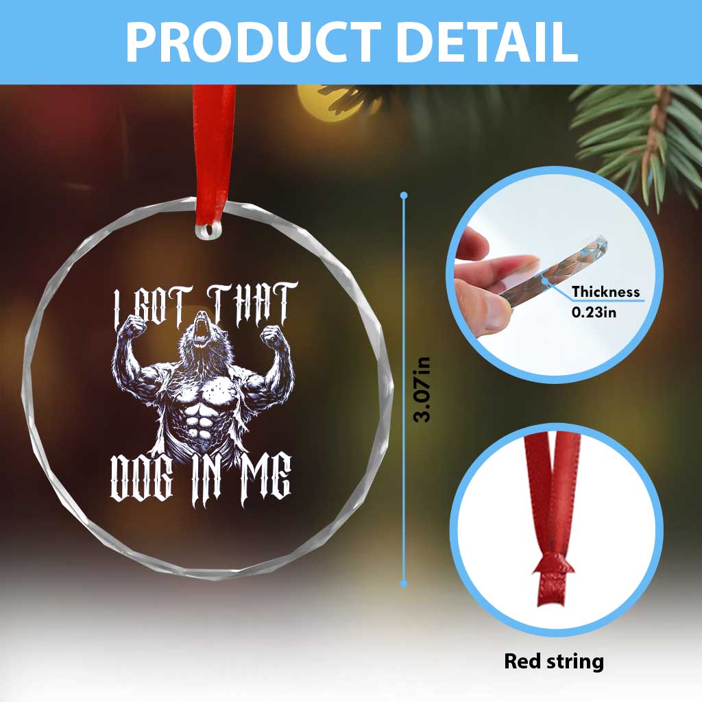 Funny Alpha Wolf Meme Crystal Glass Ornament I Got That Dog In Me TS12 Print Your Wear