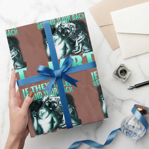 Funny Alpha Wolf Meme Wrapping Paper Roll If They Talk Behind Your Back Fart Humorous Cringe TS02 Mocha Print Your Wear
