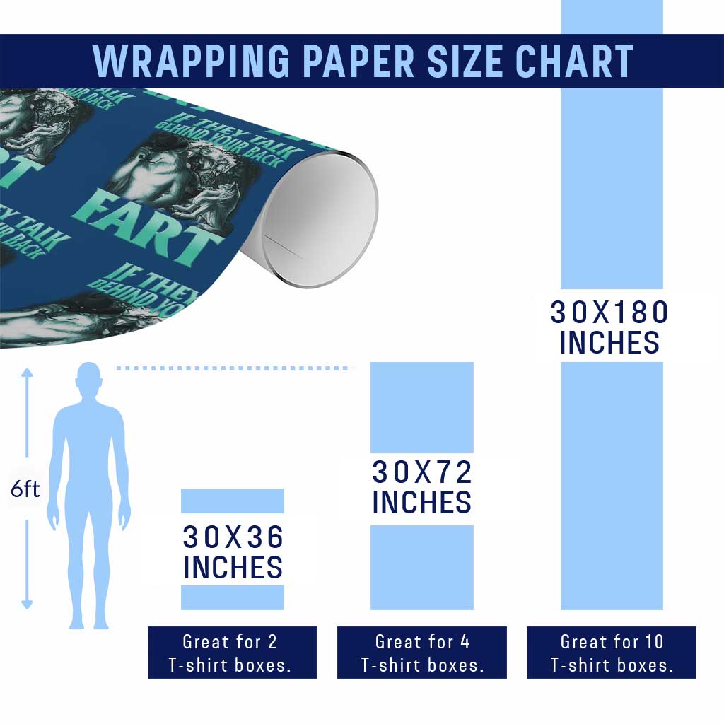 Funny Alpha Wolf Meme Wrapping Paper Roll If They Talk Behind Your Back Fart Humorous Cringe TS02 Print Your Wear