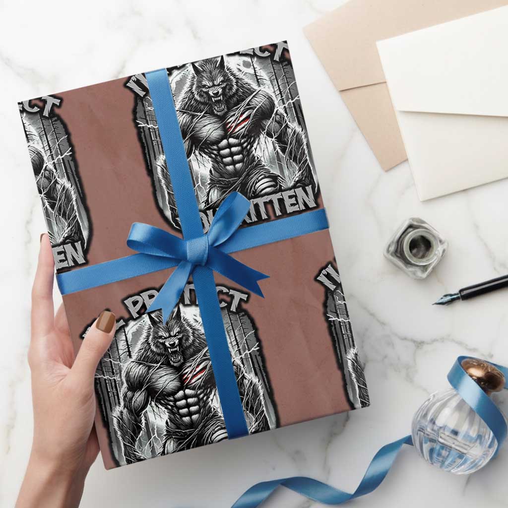 Funny Alpha Wolf Meme Wrapping Paper Roll I'll Protect You Kitten Humorous Cringe TS02 Mocha Print Your Wear