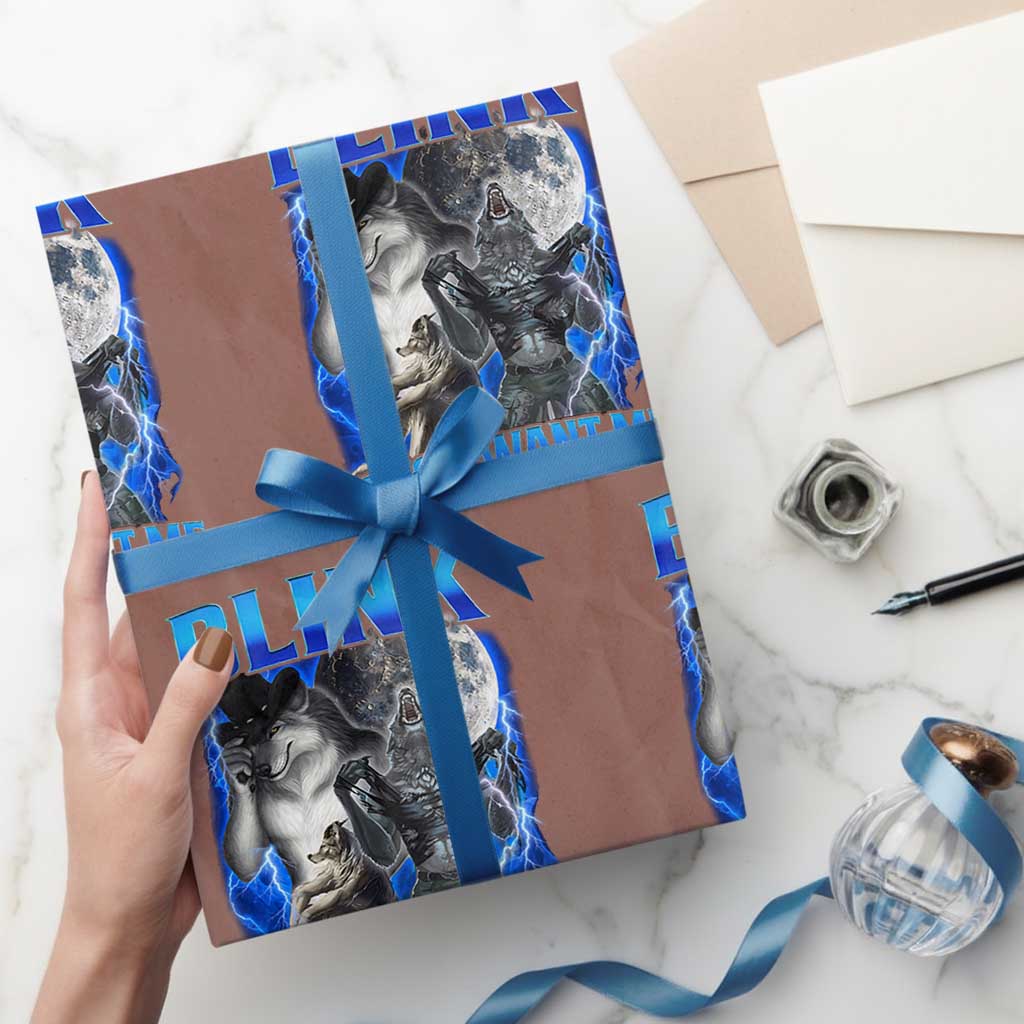 Funny Alpha Wolf Meme Wrapping Paper Roll Blink If You Want Me Bootleg Cringe Humor TS10 Mocha Print Your Wear