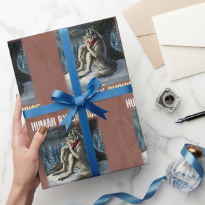 Funny Alpha Wolf Xmas Meme Wrapping Paper Roll Human By Chance Alpha By Choice TS14 Mocha Print Your Wear