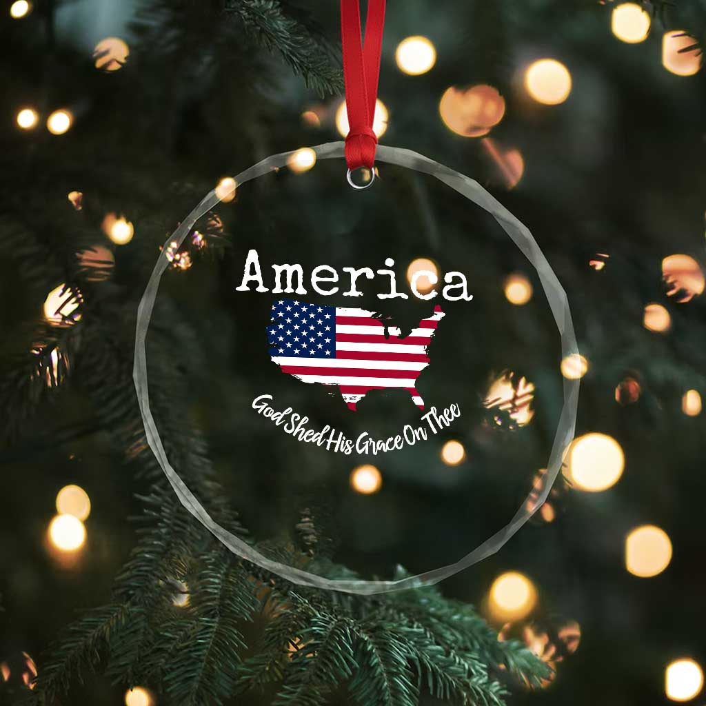 Funny America God Shed His Grace On Thee 4th of July Crystal Glass Ornament TS11 Print Your Wear