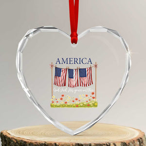 Funny America God Shed His Grace On Thee Heart Crystal Glass Ornament 4th Of July Christian American Flag TS11 Transparent Glass 3'' Heart Print Your Wear