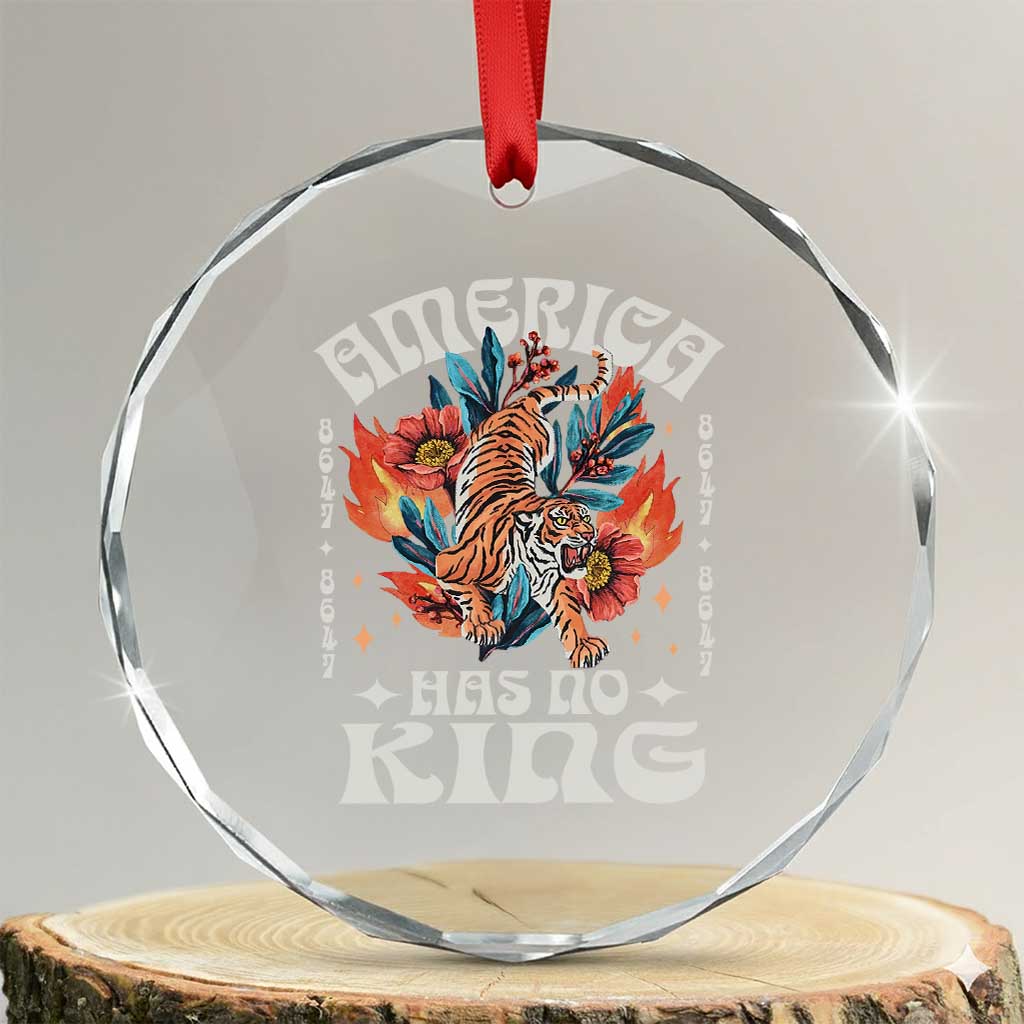 Funny America Has No King 8647 Crystal Glass Ornament Vintage Boho Orange Tiger - Print Your Wear