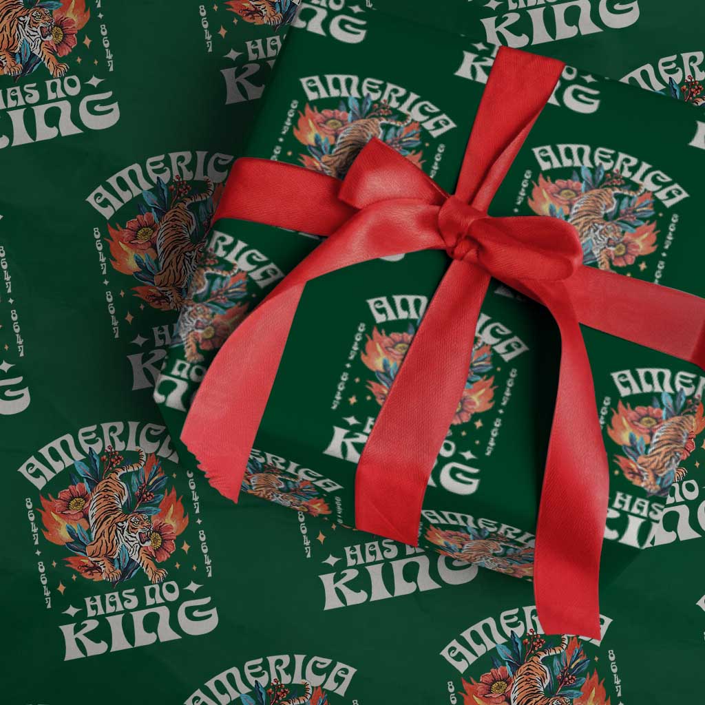 Funny America Has No King 8647 Wrapping Paper Roll Vintage Boho Orange Tiger TS11 Green Print Your Wear