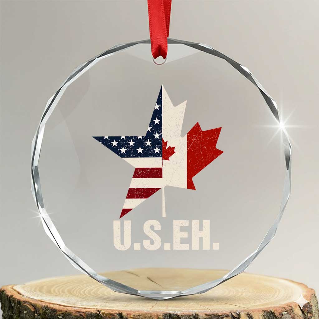 Funny American Canadan Crystal Glass Ornament US EH Canada Maple Leaf America Star Flag TS02 Transparent Glass 3'' Circle Print Your Wear