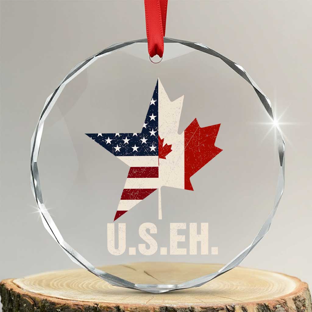 Funny American Canadan Crystal Glass Ornament US EH Canada Maple Leaf America Star Flag - Print Your Wear