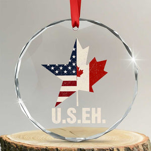 Funny American Canadan Crystal Glass Ornament US EH Canada Maple Leaf America Star Flag - Print Your Wear