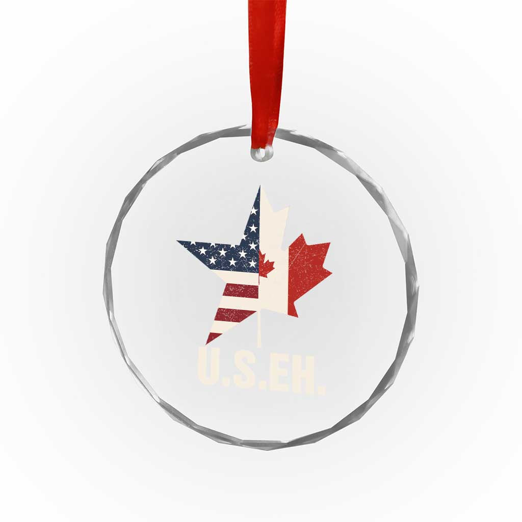 Funny American Canadan Crystal Glass Ornament US EH Canada Maple Leaf America Star Flag TS02 Print Your Wear