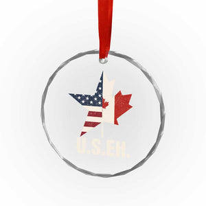 Funny American Canadan Crystal Glass Ornament US EH Canada Maple Leaf America Star Flag - Print Your Wear