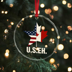 Funny American Canadan Crystal Glass Ornament US EH Canada Maple Leaf America Star Flag - Print Your Wear