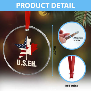Funny American Canadan Crystal Glass Ornament US EH Canada Maple Leaf America Star Flag TS02 Print Your Wear