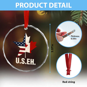 Funny American Canadan Crystal Glass Ornament US EH Canada Maple Leaf America Star Flag - Print Your Wear