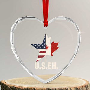 Funny American Canadan Heart Crystal Glass Ornament US EH Canada Maple Leaf America Star Flag TS02 Transparent Glass 3'' Heart Print Your Wear