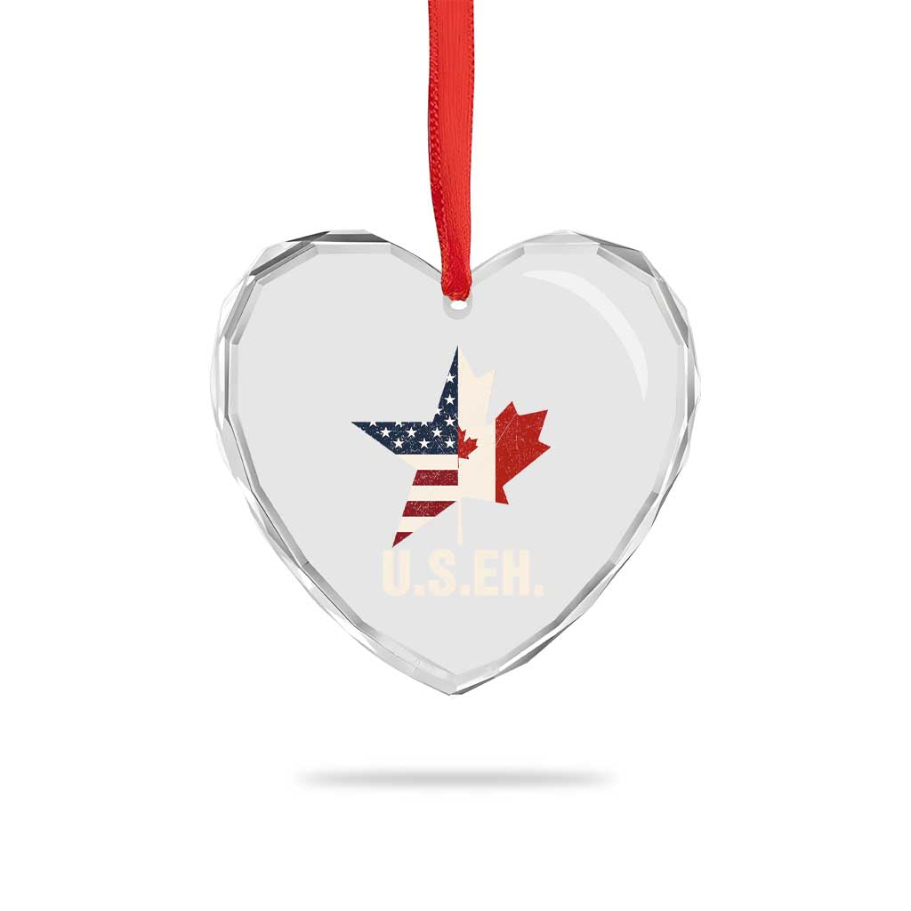 Funny American Canadan Heart Crystal Glass Ornament US EH Canada Maple Leaf America Star Flag TS02 Print Your Wear