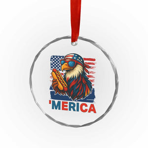 Funny American Eagle Eating Hot Dog Crystal Glass Ornament 4th Of July Party Patriotic USA Flag TS02 Print Your Wear