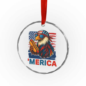 Funny American Eagle Eating Hot Dog Crystal Glass Ornament 4th Of July Party Patriotic USA Flag TS02 Print Your Wear