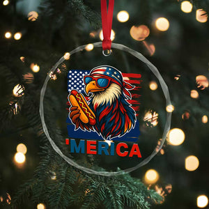 Funny American Eagle Eating Hot Dog Crystal Glass Ornament 4th Of July Party Patriotic USA Flag TS02 Print Your Wear