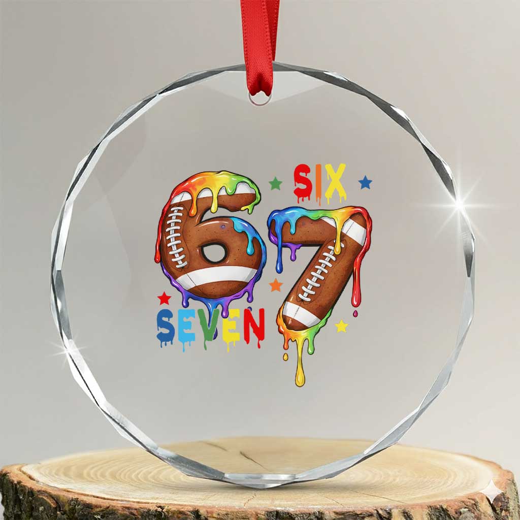 Funny American Football Crystal Glass Ornament 67 Viral Gen Alpha Slang Gift TS12 Transparent Glass 3'' Circle Print Your Wear